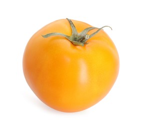 Photo of One ripe yellow tomato isolated on white