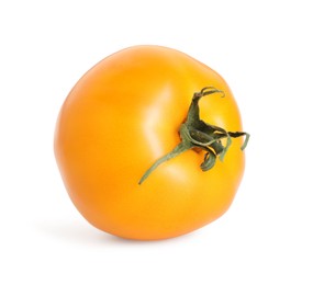 Photo of One ripe yellow tomato isolated on white