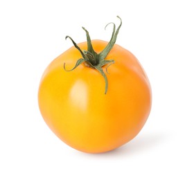 Photo of One ripe yellow tomato isolated on white