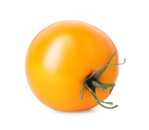 Photo of One ripe yellow tomato isolated on white