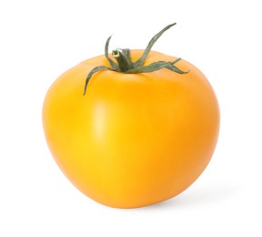 Photo of One ripe yellow tomato isolated on white