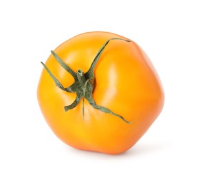 Photo of One ripe yellow tomato isolated on white
