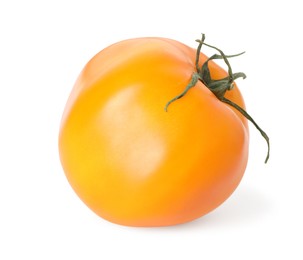 Photo of One ripe yellow tomato isolated on white