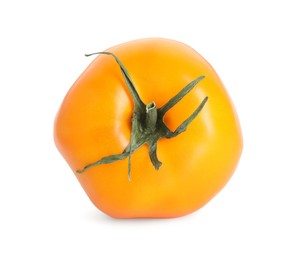 Photo of One ripe yellow tomato isolated on white