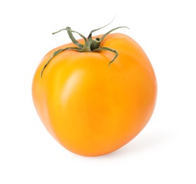Photo of One ripe yellow tomato isolated on white