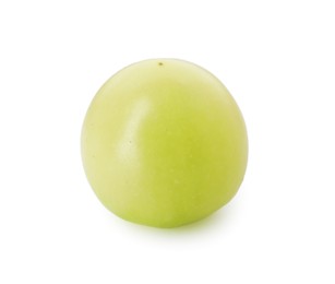 Photo of One unripe cherry tomato isolated on white