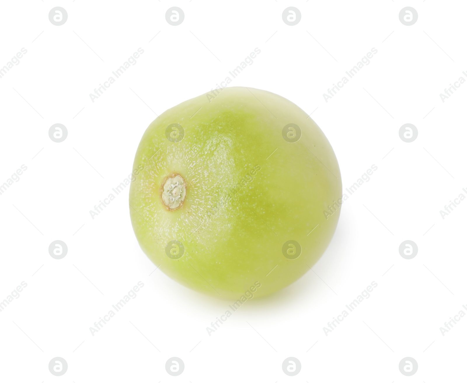 One unripe cherry tomato isolated on white Photo of One unripe cherry tomato isolated on white