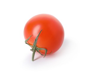 Photo of One ripe cherry tomato isolated on white