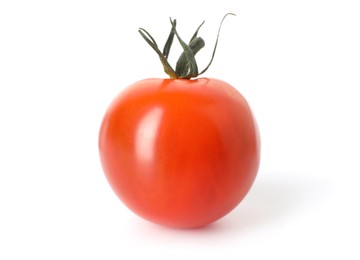 Photo of One ripe cherry tomato isolated on white