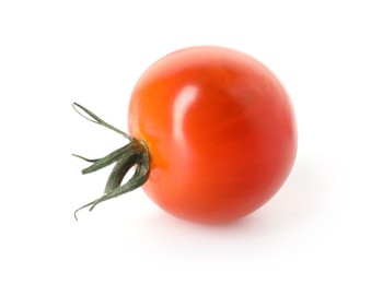 Photo of One ripe cherry tomato isolated on white