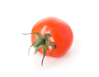 Photo of One ripe cherry tomato isolated on white
