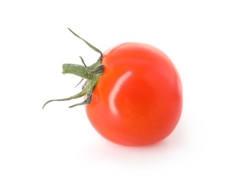 Photo of One ripe cherry tomato isolated on white
