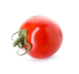 Photo of One ripe cherry tomato isolated on white