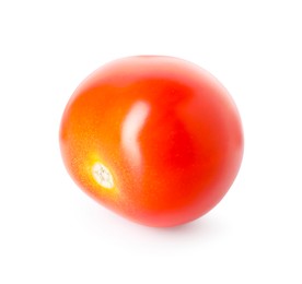 Photo of One ripe cherry tomato isolated on white