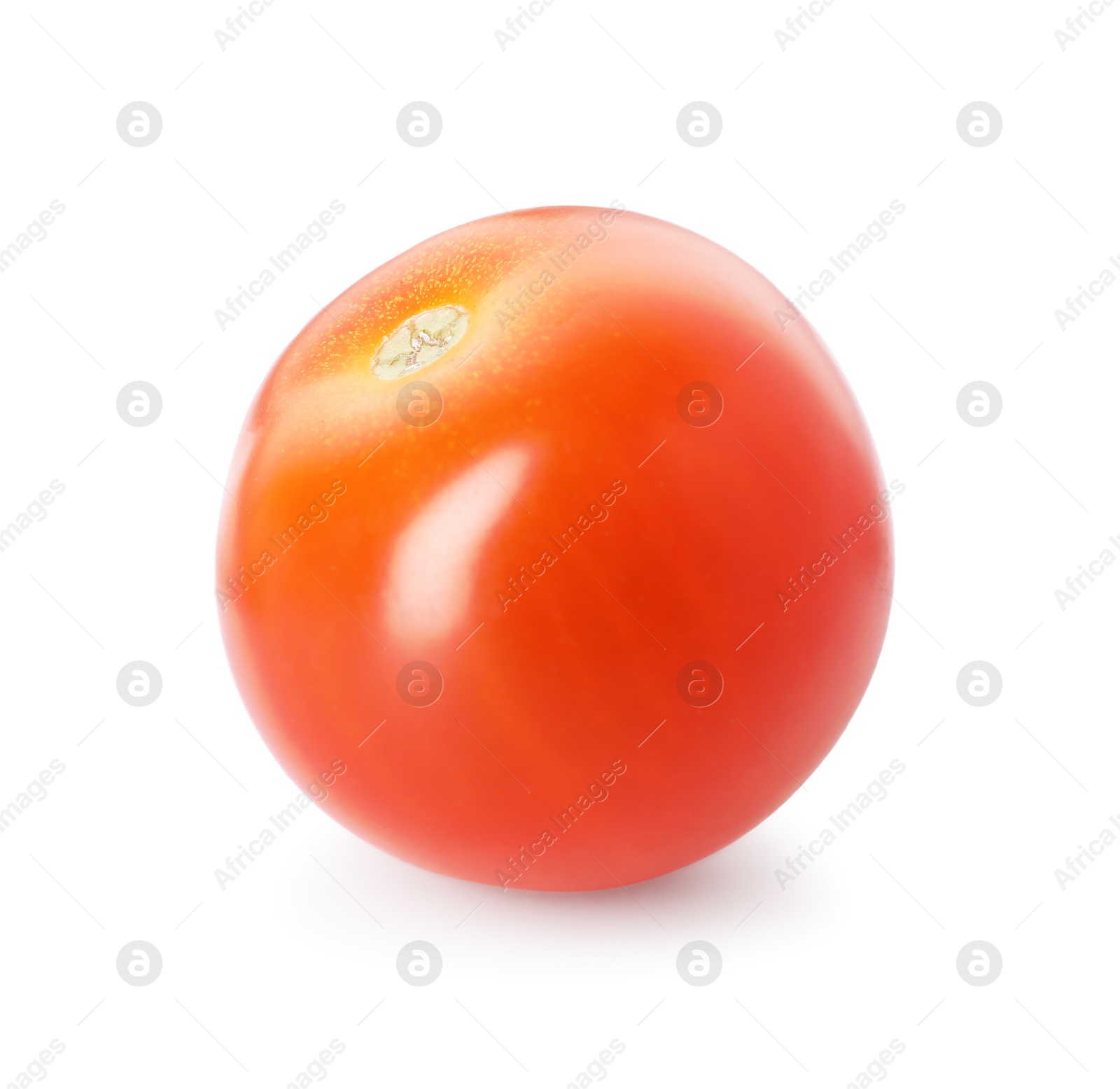 Photo of One ripe cherry tomato isolated on white
