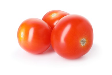Photo of Many ripe cherry tomatoes isolated on white
