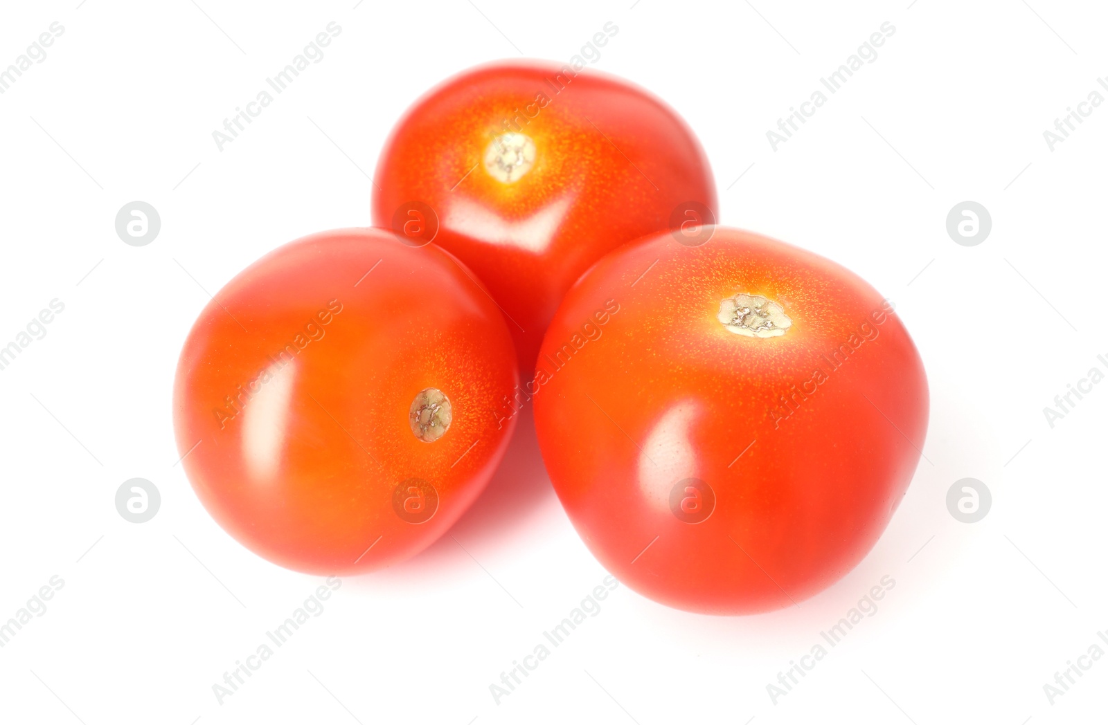 Many ripe cherry tomatoes isolated on white Photo of Many ripe cherry tomatoes isolated on white