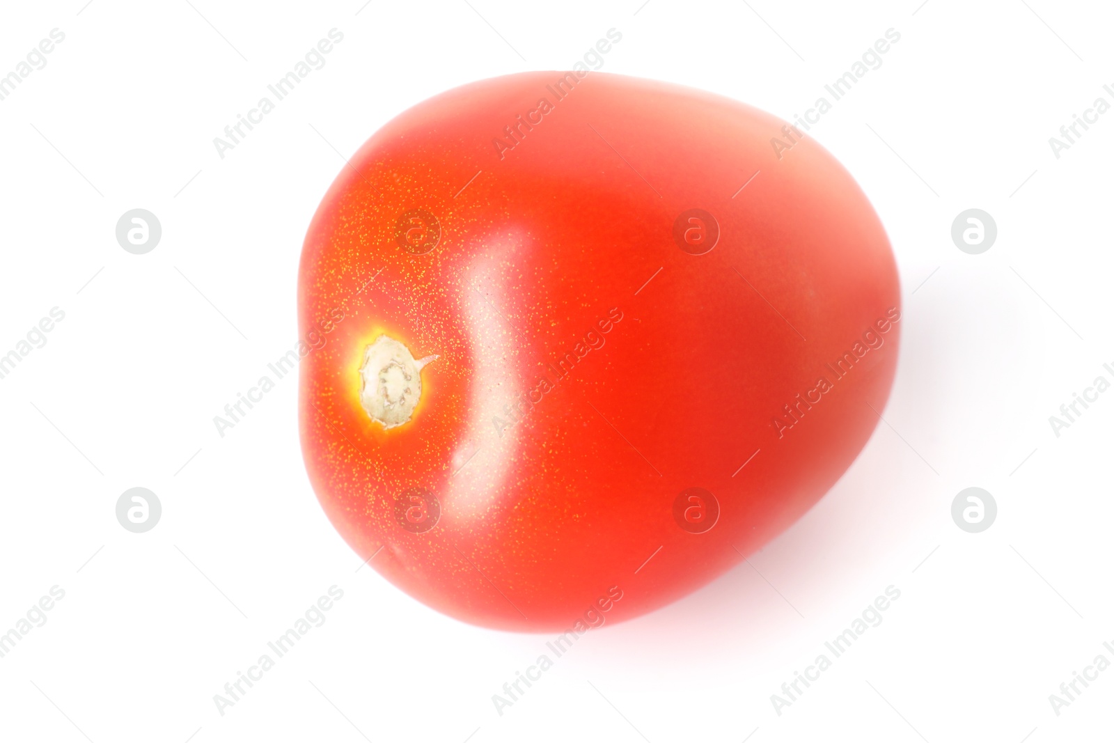 One ripe red tomato isolated on white Photo of One ripe red tomato isolated on white