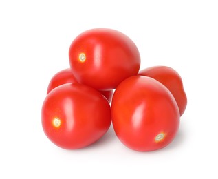 Photo of Many ripe red tomatoes isolated on white