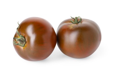 Photo of Two ripe brown tomatoes isolated on white