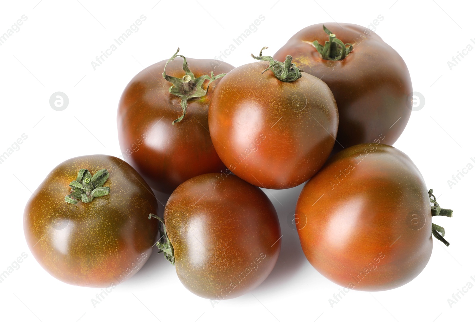Many ripe brown tomatoes isolated on white Photo of Many ripe brown tomatoes isolated on white