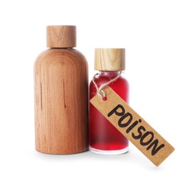 Photo of Two bottles with poisons isolated on white