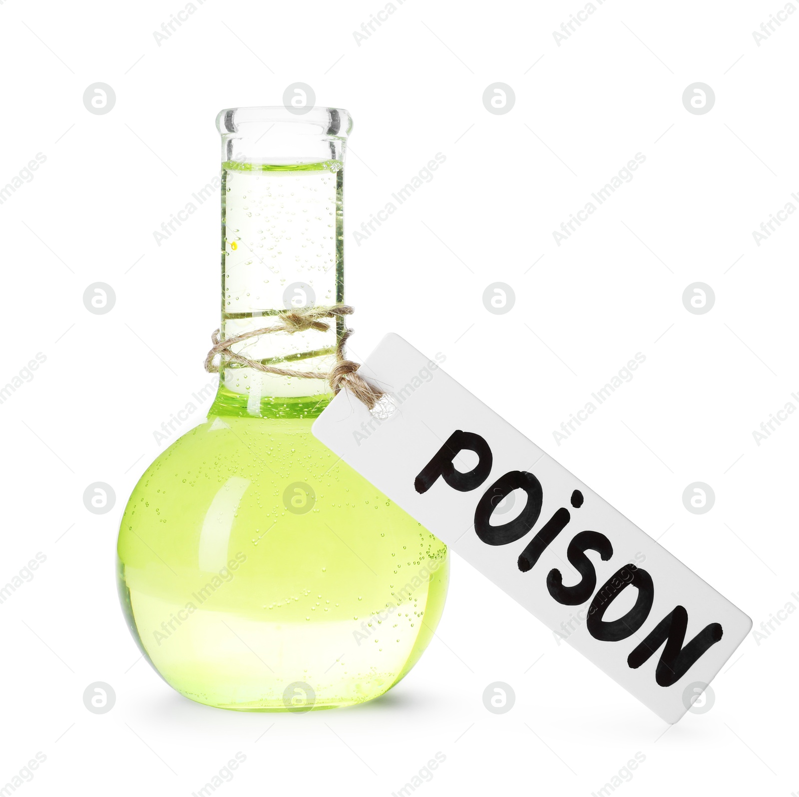 One flask with poison isolated on white Photo of One flask with poison isolated on white