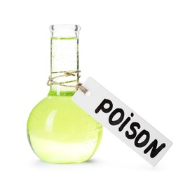 Photo of One flask with poison isolated on white