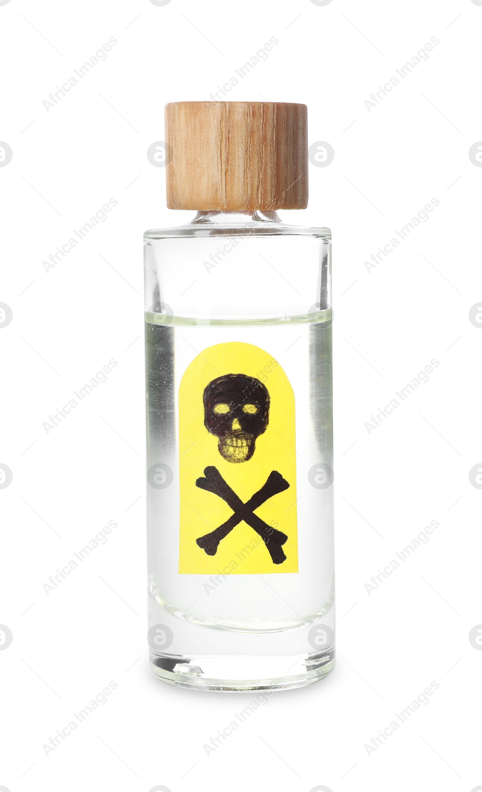 Bottle of poison with warning sign isolated on white Photo of Bottle of poison with warning sign isolated on white