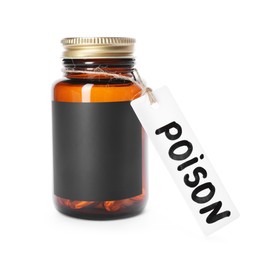 Photo of One bottle with poison isolated on white
