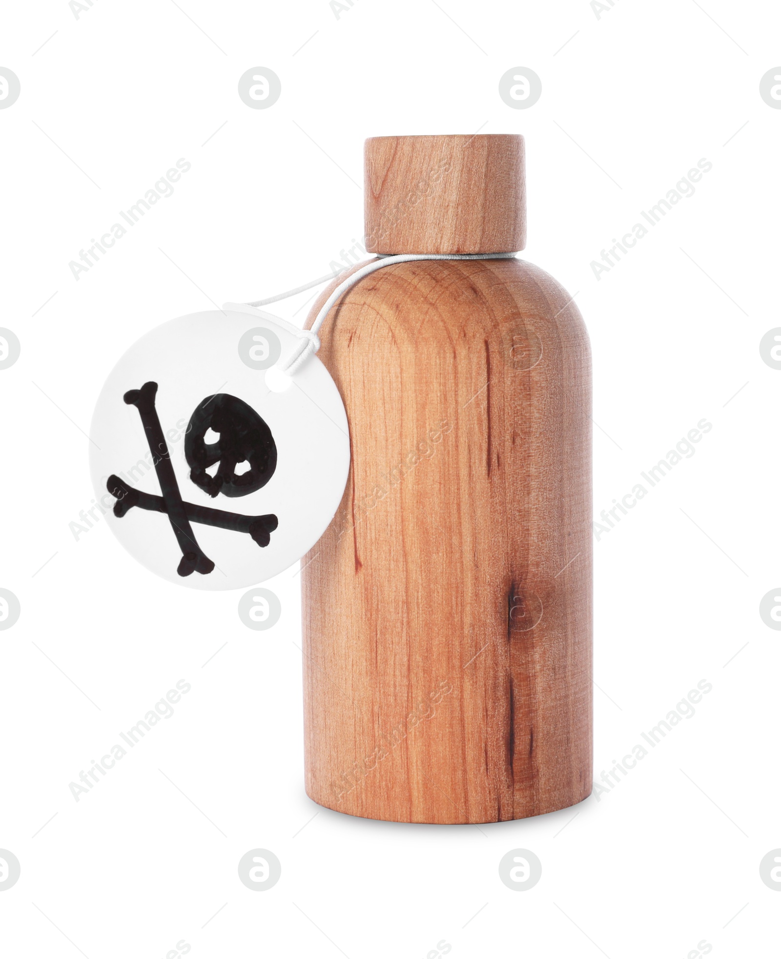 Bottle of poison with warning sign isolated on white Photo of Bottle of poison with warning sign isolated on white