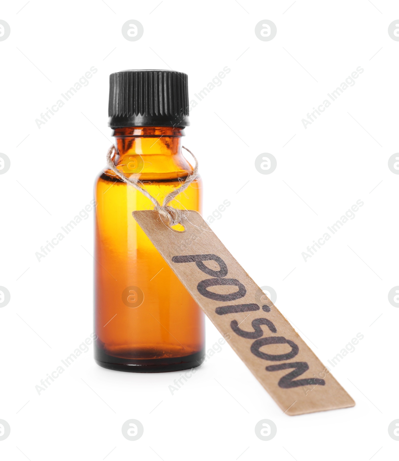 One bottle with poison isolated on white Photo of One bottle with poison isolated on white