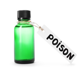 Photo of One bottle with poison isolated on white