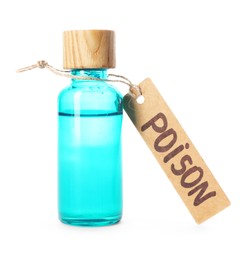 Photo of One bottle with poison isolated on white