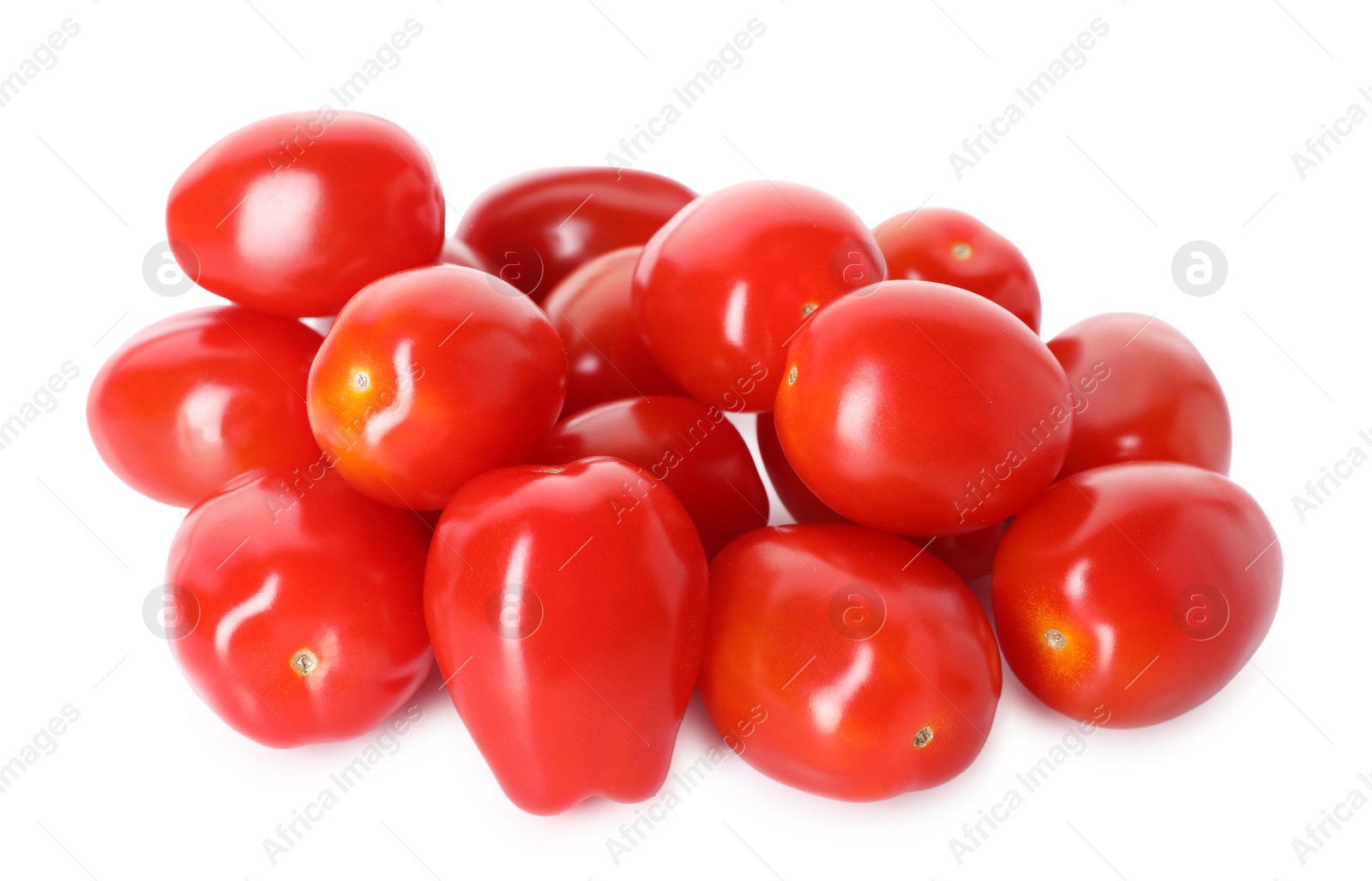 Many ripe red tomatoes isolated on white Photo of Many ripe red tomatoes isolated on white