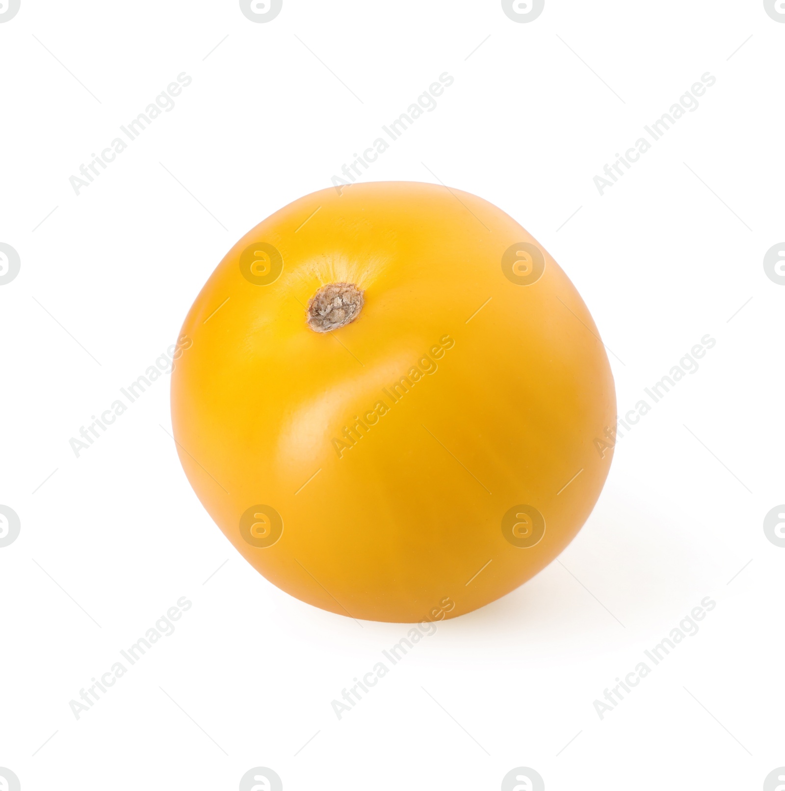 Photo of One ripe yellow tomato isolated on white