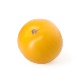 Photo of One ripe yellow tomato isolated on white