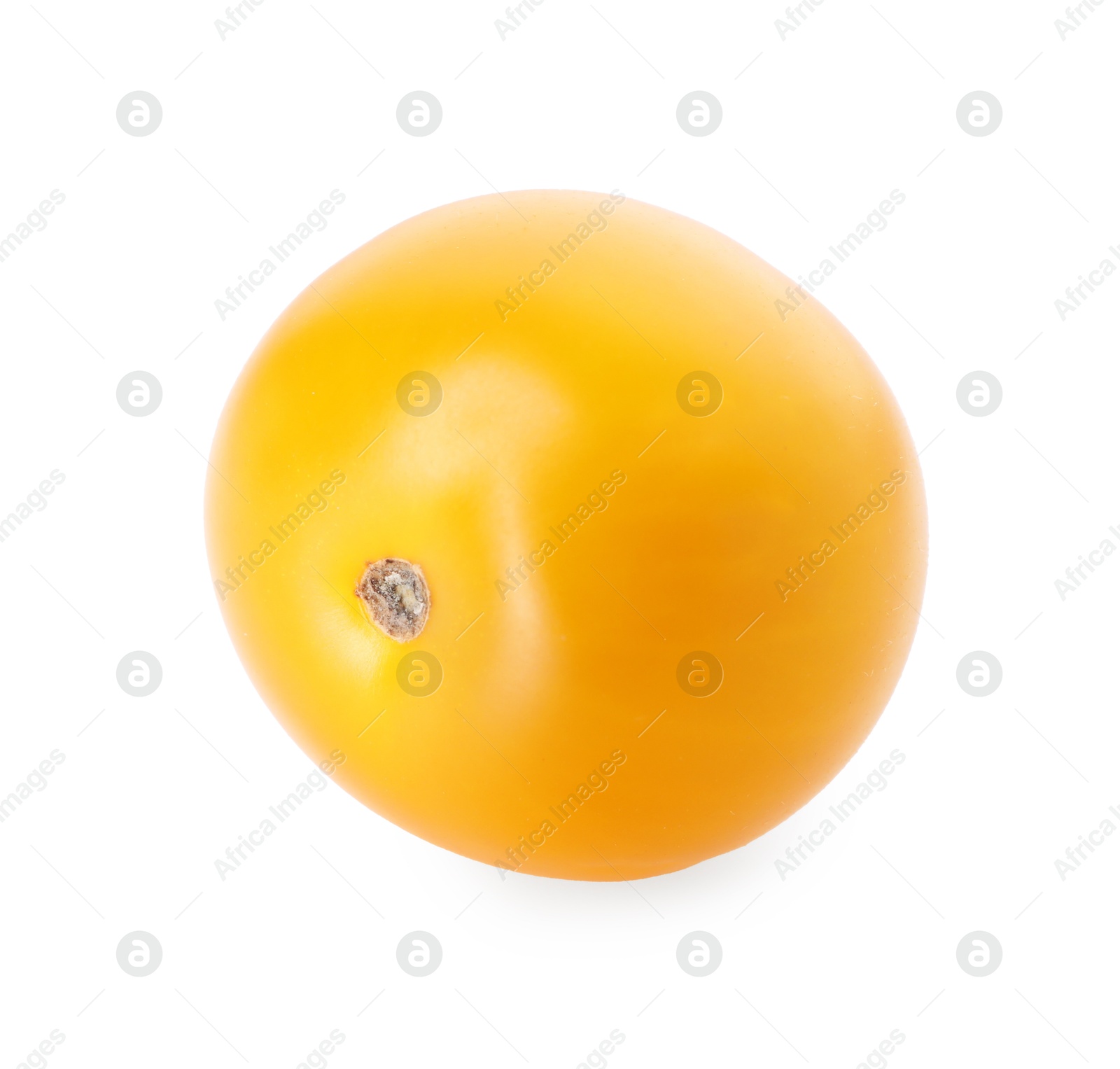 Photo of One ripe yellow tomato isolated on white