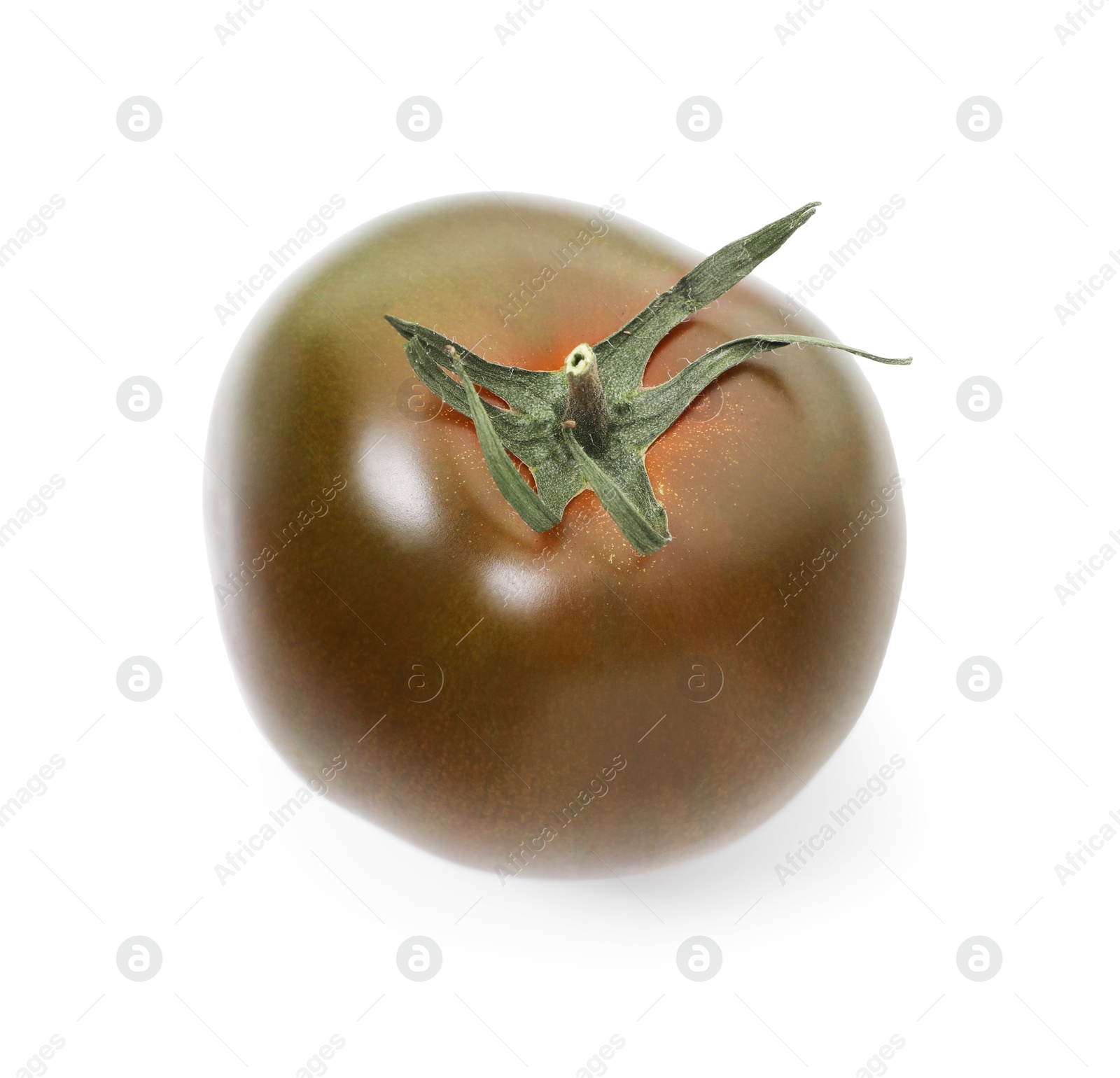 Photo of One ripe brown tomato isolated on white