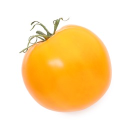 Photo of One ripe yellow tomato isolated on white