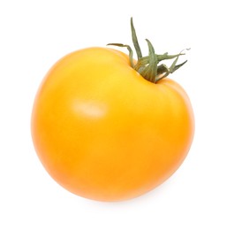 Photo of One ripe yellow tomato isolated on white