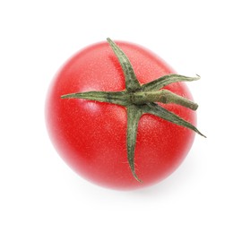 Photo of One ripe red tomato isolated on white
