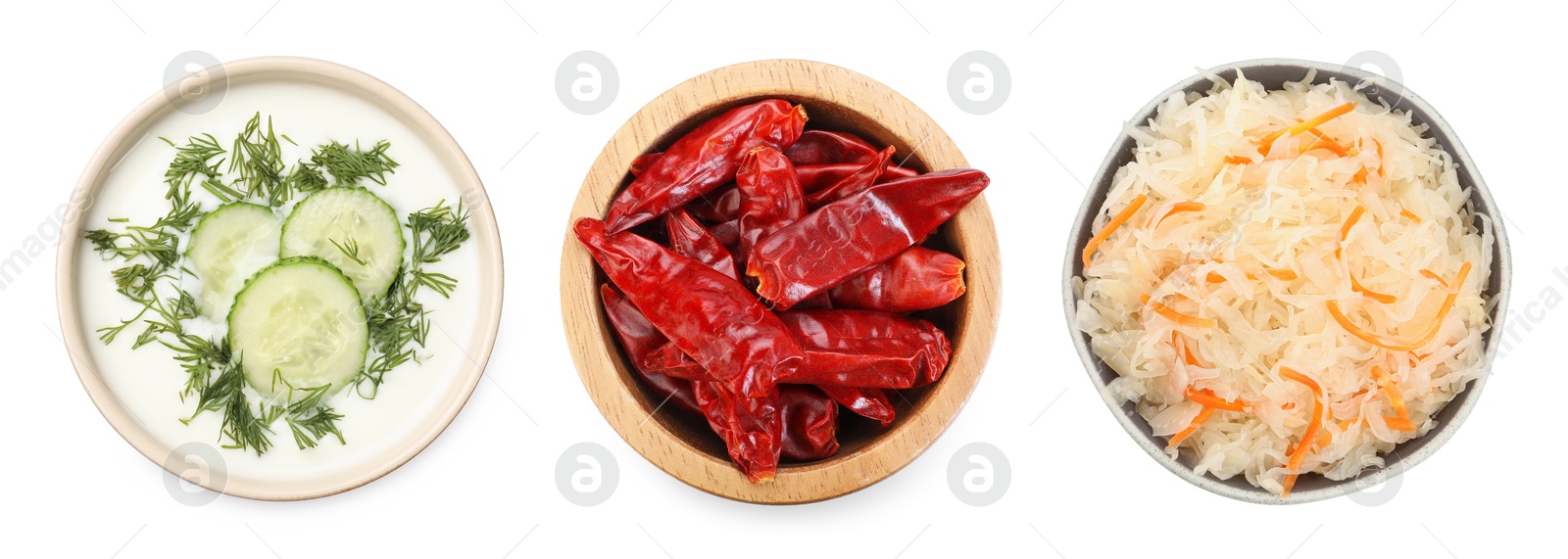 Foods with sour or tangy taste isolated on white, set. Top view Image of Foods with sour or tangy taste isolated on white, set. Top view
