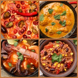 Image of Collection of different dishes with savory taste, collage