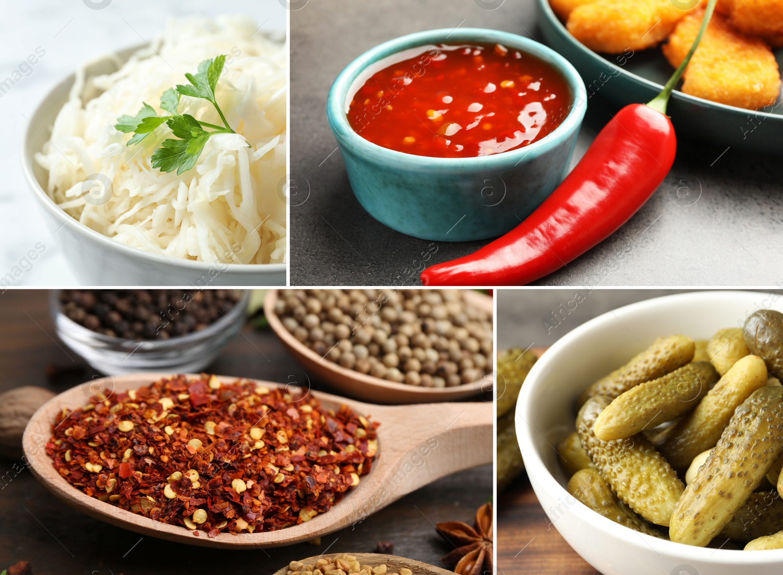 Food products with sour or tangy taste, collage Image of Food products with sour or tangy taste, collage