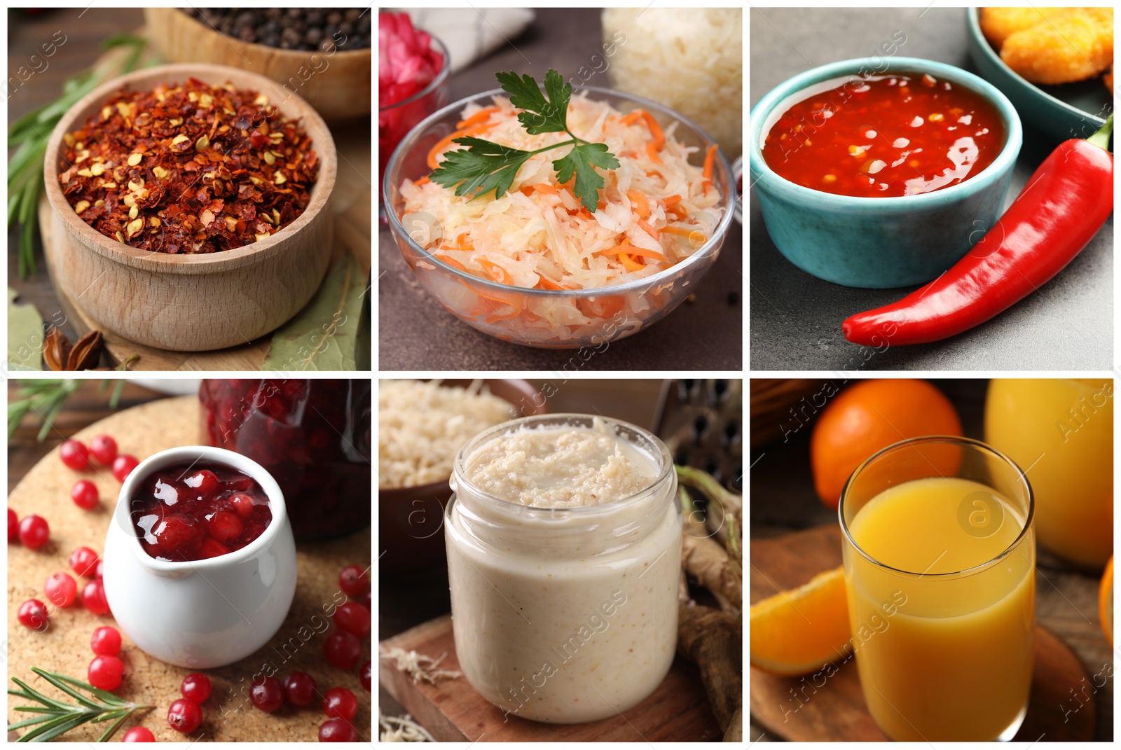 Food products with sour or tangy taste, collage Image of Food products with sour or tangy taste, collage