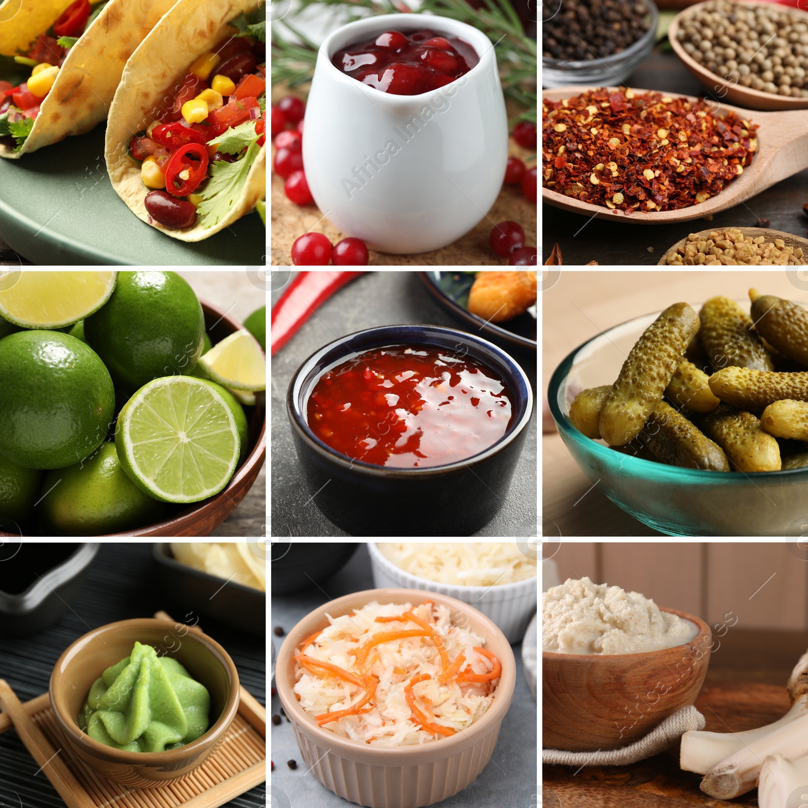 Foods with sour or tangy taste, collage Image of Foods with sour or tangy taste, collage