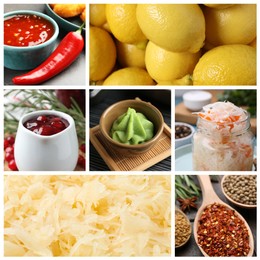 Image of Food products with sour or tangy taste, collage