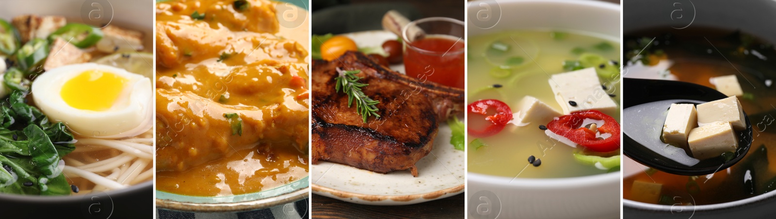 Collection of different dishes with savory taste, collage Image of Collection of different dishes with savory taste, collage