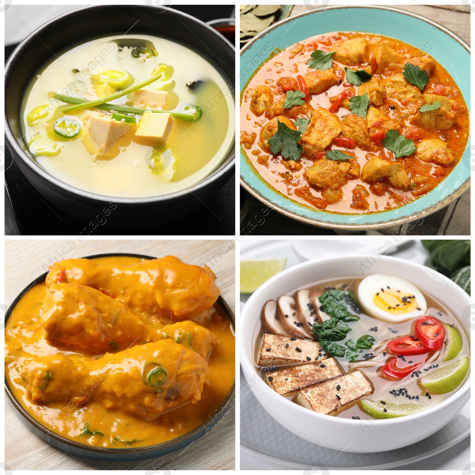 Collection of different dishes with savory taste, collage Image of Collection of different dishes with savory taste, collage